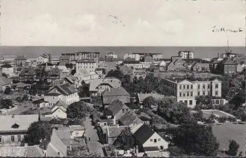 Wangerooge, Blick vom Leuchtturm, Stadtansicht, gelaufen 1956