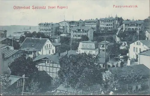AK Ostseebad Sassnitz Panoramaansicht Stadtansicht, gelaufen 1907