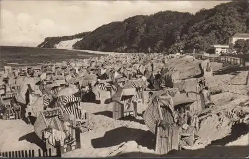 Göhren, Strandleben, Strandkörbe, gelaufen 1961