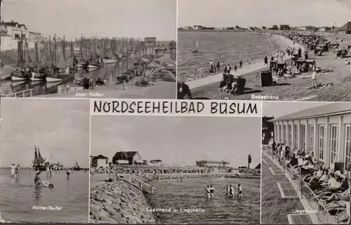 Büsum, Alter Hafen, Strand, Liegehalle, Südstrand, gelaufen 1959