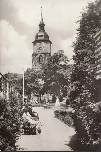 AK Friedrichroda, Kuranlagen an der Kirche, Brunnenfontäne, gelaufen 1979