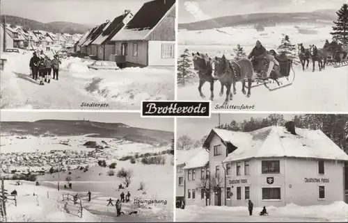 Brotterode, Siedlerstrasse, Schlittenfahrt, Deutsches Haus, gelaufen 1983