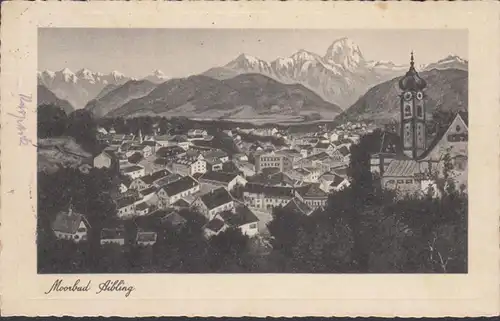Bad Aibling, Moorbad, Stadtansicht, Passepartout, gelaufen 1934