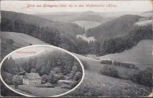 Blick von der Hohegeiss, Wolfsbachmühle, gelaufen 1928