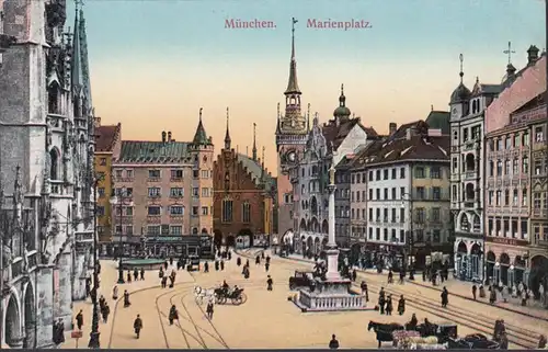 München, Marienplatz, ungelaufen- datiert 1910