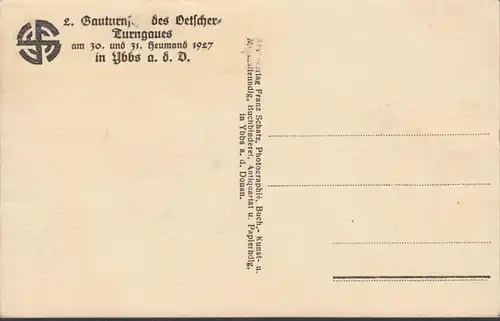 Ybbs a.d. Donau Stadtansicht, Gauturnfest des Deutschen Turngaues, ungelaufen