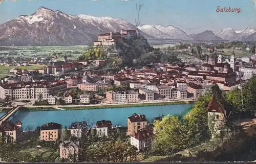 Salzburg, Stadtansicht, gelaufen 1912