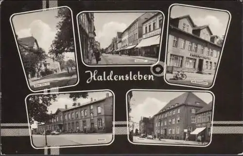 Haldensleben, Bahnhof, Bahnhofshotel, Postamt, gelaufen 1966