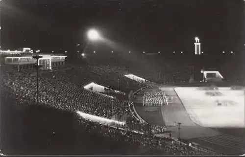 Leipzig, Stadion der Hundertausend, Sportfest 1959 bei Nacht, ungelaufen
