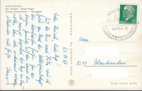 DSR Lines mit MS Völkerfreundschaft auf Kubareise, gelaufen 1967