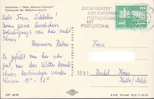 Zinnowitz, Kulturhaus, Heim Klement Gottwald, gelaufen 1977