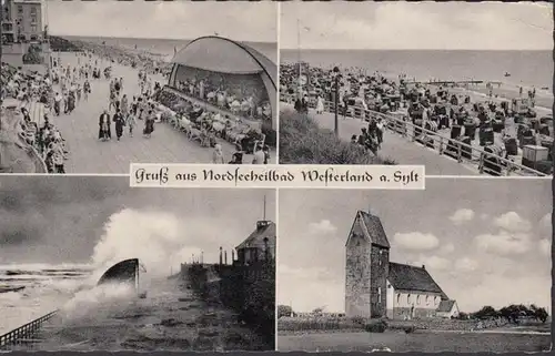 Mer du Nord piscine thermale Westerland, promenade, plage, tempête, couru 1970