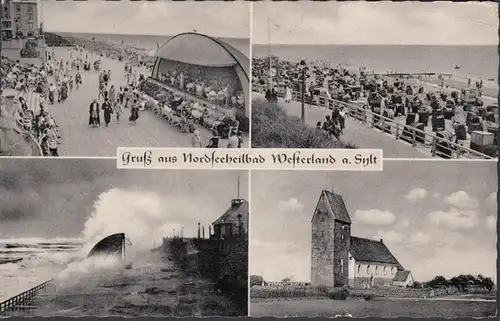Nordseeheilbad Westerland, Promenade, Strand, Sturmflut, gelaufen 1970
