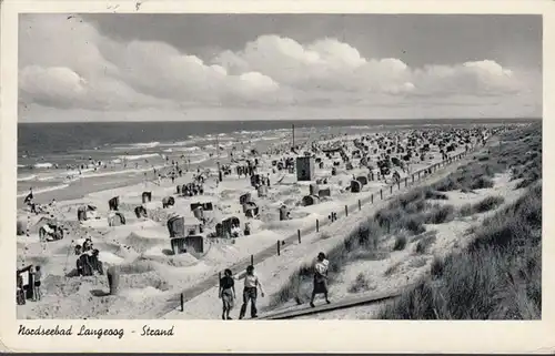 Langeoog, Strand, Posthorn Oberrand, gelaufen 1951