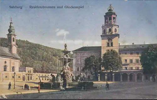 Salzburg, Residenzbrunnen und Glockenspiel, ungelaufen