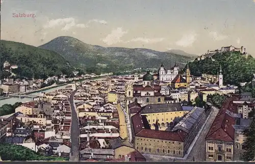 Salzburg, Stadtansicht, gelaufen 1919