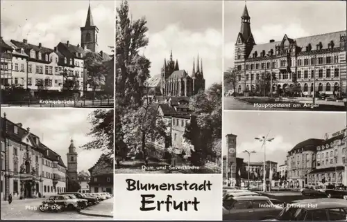 Erfurt, poste principal, Interhotel, place de la DSF, couru en 1974