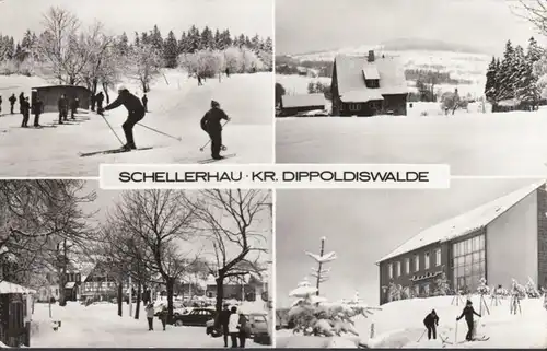 Schellerhau im Winter, Skifahrer, Casino, gelaufen