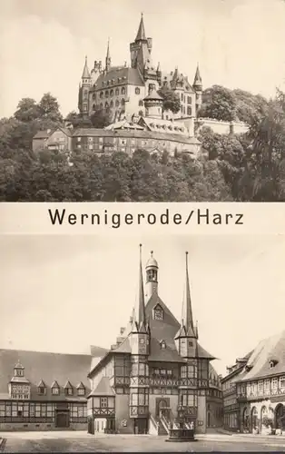 Wernigerode, Schloss und Rathaus, gelaufen 1968