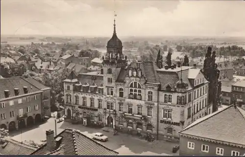 Bad Lausick, Rathaus, Postamt, Sparkasse, gelaufen 1973