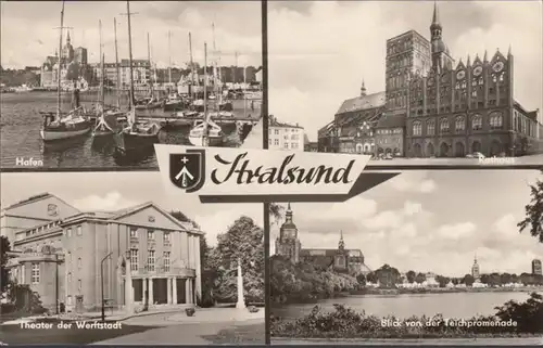 Stralsund, Rathaus, Hafen, Theater, gelaufen 1971