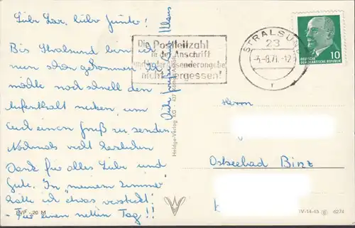 Stralsund, Rathaus, Hafen, Theater, gelaufen 1971