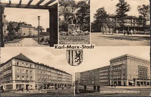 Karl Marx Stadt, Neubauten, Hauptbahnhof, Annenstrasse, gelaufen