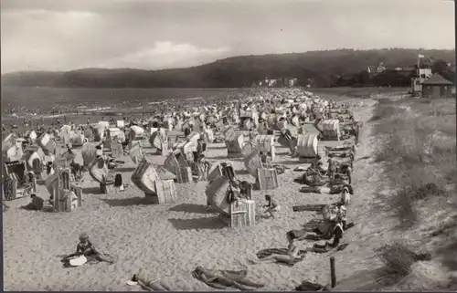 Binz a. Rügen, Strandansicht, Strandkörbe, gelaufen 1969