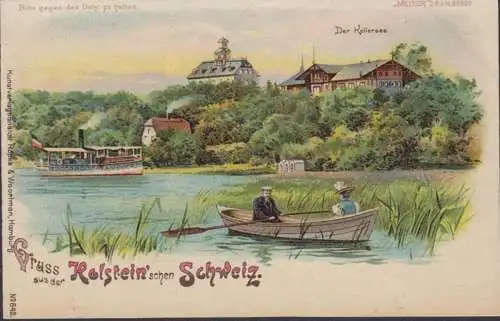 Gruss aus der Holsteinischen Schweiz, Der Kellersee, Litho, ungelaufen