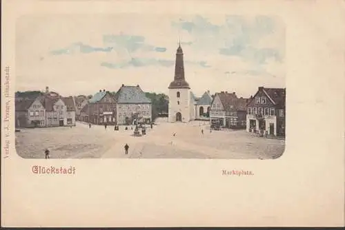 AK Glückstadt, Marktplatz, Kirche, ungelaufen