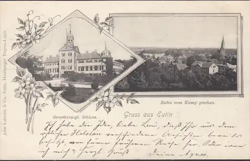 Gruss aus Eutin, Schloss, Stadtansicht, gelaufen 1900