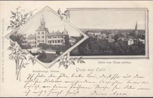 Gruss aus Eutin, Schloss, Stadtansicht, gelaufen 1900