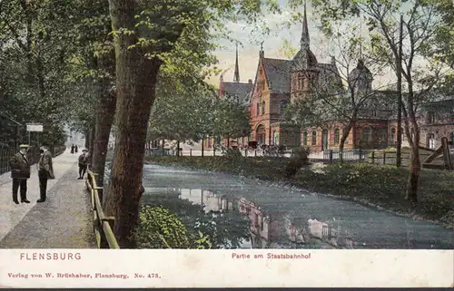 Flensburg, Partie am Staatsbahnhof, gelaufen 1911