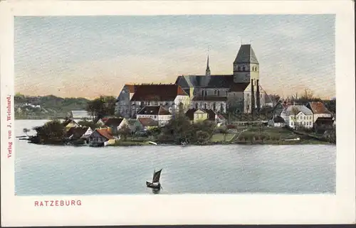 Ratzeburg, vue sur la ville, lac, bateau, incurvée