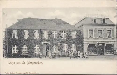 Gruss aus St. Margarethen, Gasthof Martins von Osten, Eisenwaren Franzenburg, ungelaufen