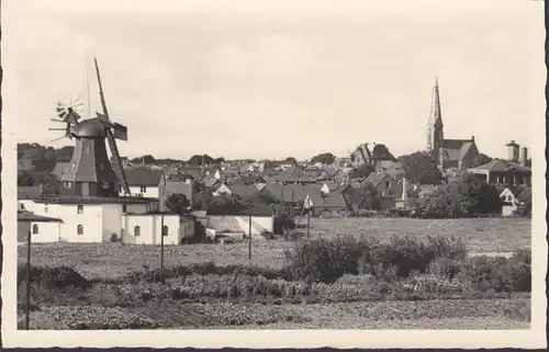 Marne in Holstein, Stadtansicht, Mühle und Kirche, ungelaufen
