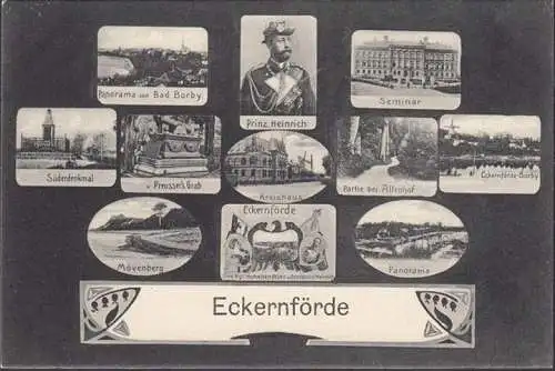 AK Eckernförde, Süderdenkmal, Kreishaus, Altenhof, Mövenberg, ungelaufen