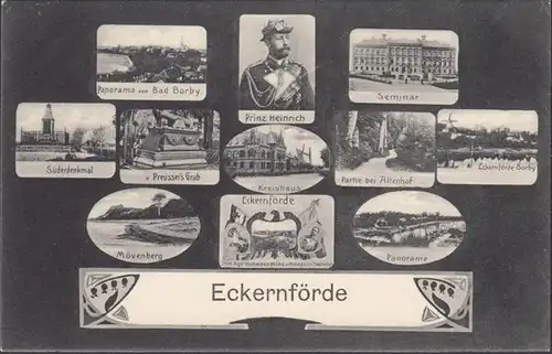 Eckernförde, séminaire, Monument des Terres Süder, Mövenberg, Borby, inachevé