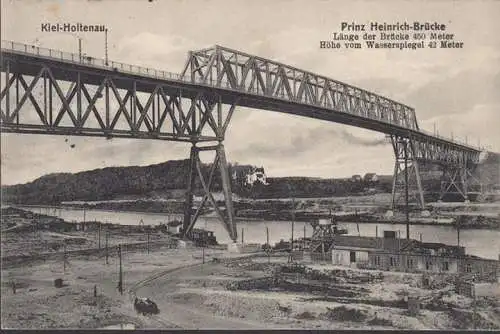 AK Kiel, Prinz Heinrich Brücke, gelaufen 1912