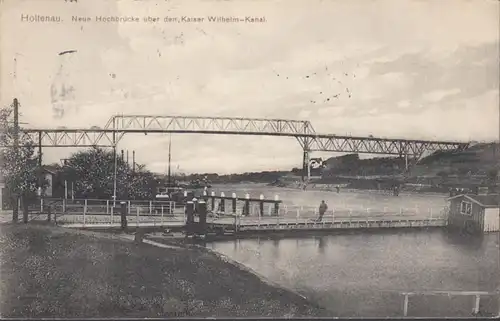 Kiel, Holtenau, Neue Hochbrücke über den Kaiser Wilhelm Kanal, gelaufen 1913