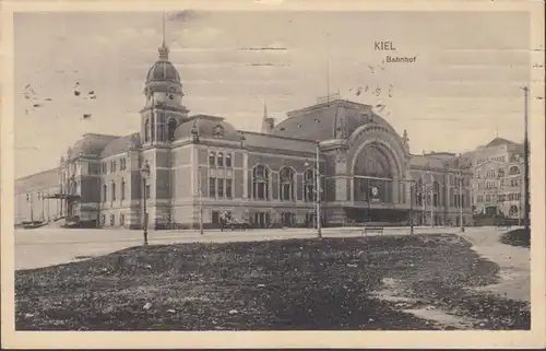 Kiel, Bahnhof, gelaufen 1914