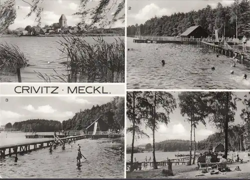 Crivitz, vue sur la ville, bain sur le lac Militzsee, couru