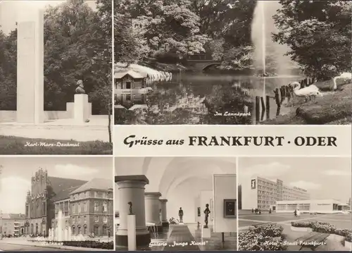 Frankfurt- Oder, Denkmal, Lennepark, Rathaus, Hotel, ungelaufen