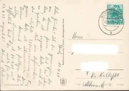 Wernigerode, Schloss, Forsthaus, Rathaus, gelaufen 1961