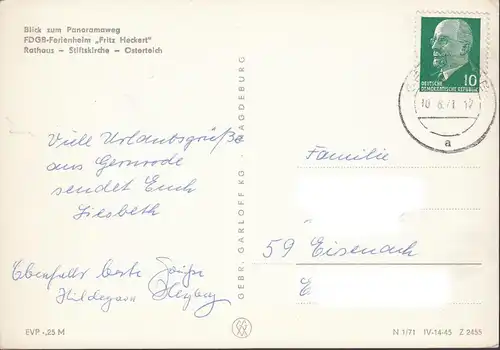 Gernrode, Ferienheim, Rathaus, Stiftskirche, Osterteich, gelaufen 1971