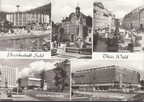Suhl, Stadthalle, Hôtel de ville, Steinweg, Warenhaus, couru 1990