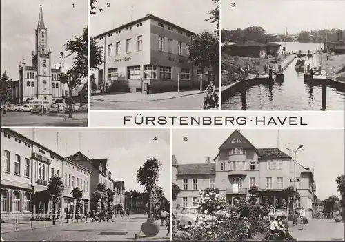Fürstenberg, Kirche, Schleuse, Hotel, Rathaus, Gaststätte, gelaufen 1983