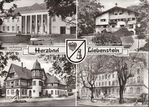 Bad Liebenstein, Klubhaus, Badehaus, Postamt, Kurheim, gelaufen 1982