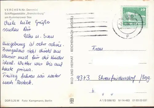 Verchen, Schiffsgaststätte Brandenburg, gelaufen 1984