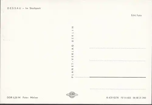 Dessau, Im Stadtpark, ungelaufen